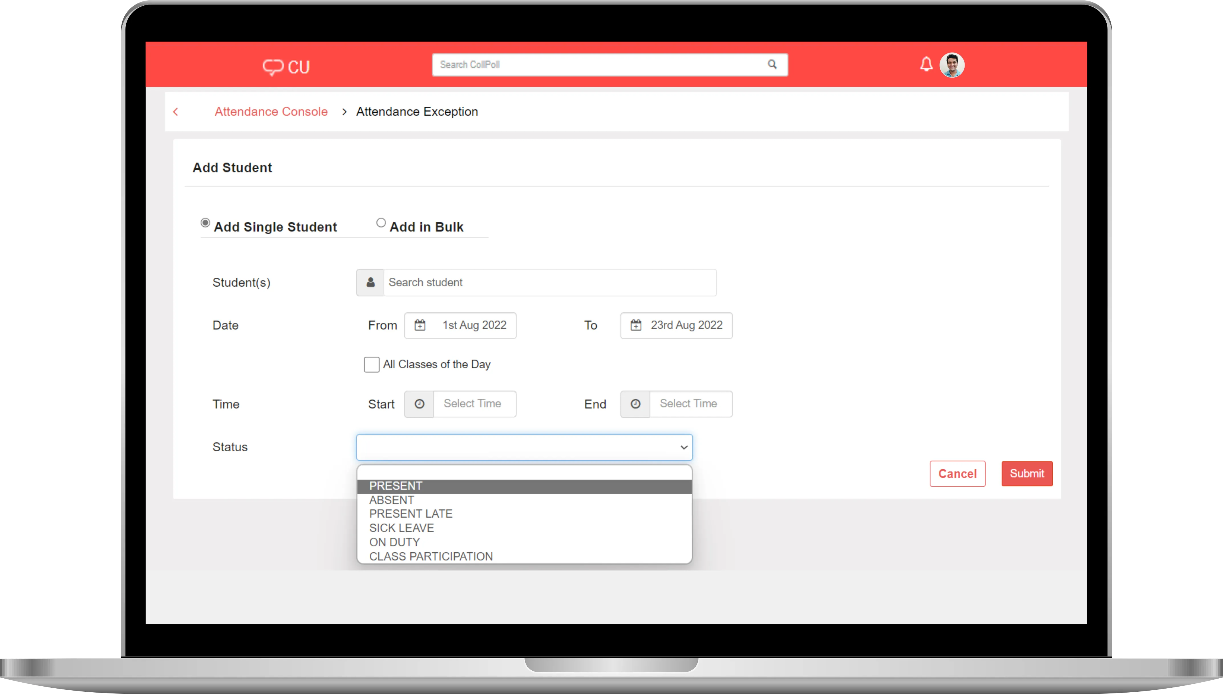 Manage Attendance for Exceptional Cases
