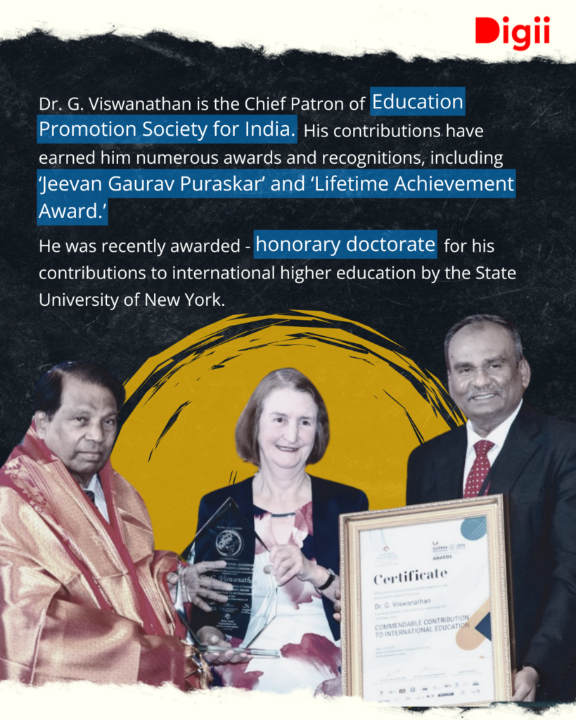 Dr. G. Viswanathan earned numerous accolades